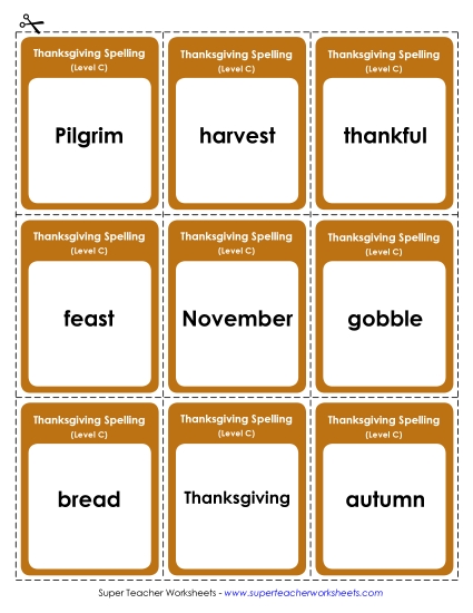 Flashcards and Word Wheel - Flashcards (C-Thanksgiving) 