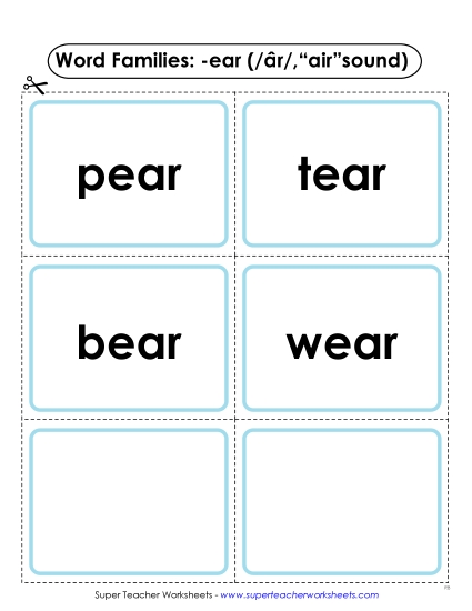 -ear ('air' sound) Slider, Flashcards, & Word Wheel - Flashcards -ear ( -ear ('air' sound) Slider, Flashcards, & Word Wheel - Flashcards -ear (