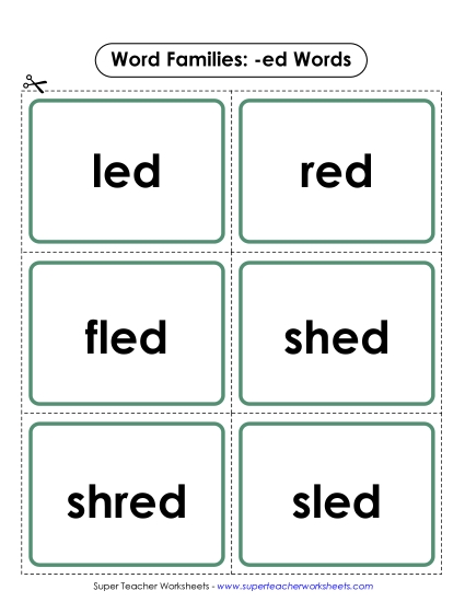 Word Slider, Flashcards, and Word Wheel - Flashcards (-ed)
