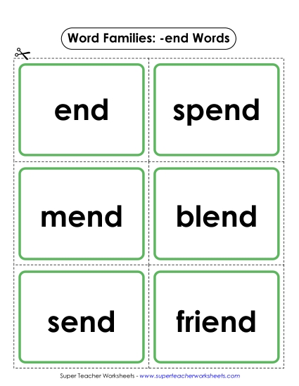 Word Slider, Flashcards, and Word Wheel - Flashcards (-end)