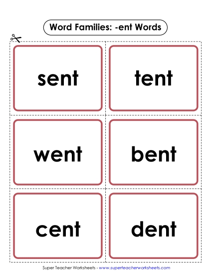 Word Slider, Flashcards, and Word Wheel - Flashcards (-ent)