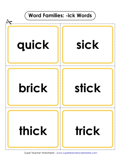 Word Slider, Flashcards, and Word Wheel - Flashcards (-ick) Word Slider, Flashcards, and Word Wheel - Flashcards (-ick)