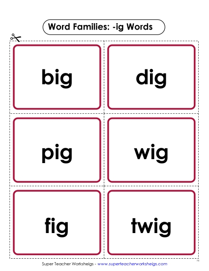 Word Slider, Flashcards, and Word Wheel - Flashcards (-ig) Word Slider, Flashcards, and Word Wheel - Flashcards (-ig)