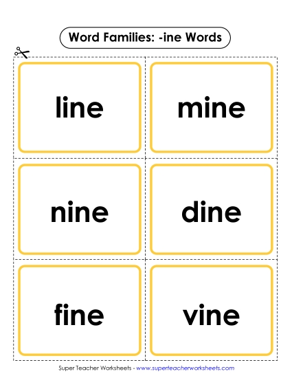 Word Slider, Flashcards, and Word Wheel - Flashcards (-ine)