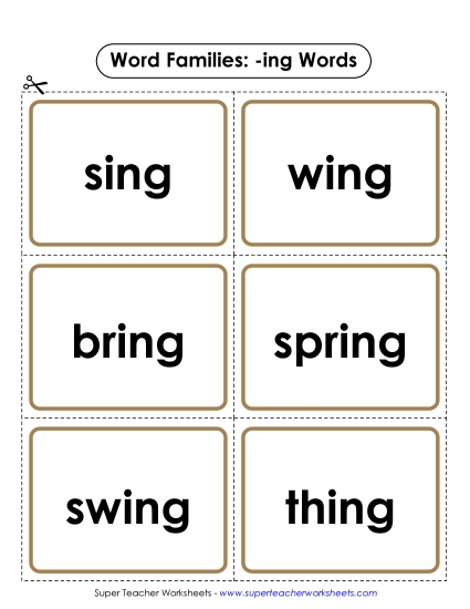 Word Slider, Flashcards, and Word Wheel - Flashcards (-ing)