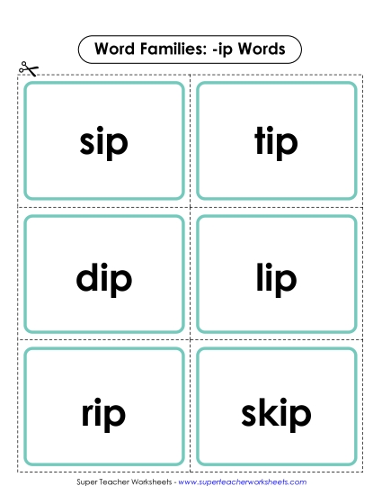 Word Slider, Flashcards, and Word Wheel - Flashcards (-ip)