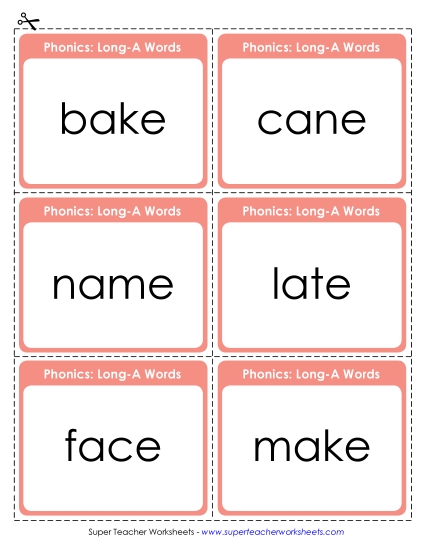 Word Wheels, Flashcards, and Sliders - Flashcards (Long A)