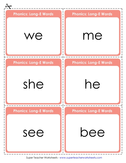 Flashcards, Sliders, and Word Wheels - Flashcards (Long E) Flashcards, Sliders, and Word Wheels - Flashcards (Long E)