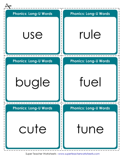 Flash Cards, Sliders, and Word Wheels - Flashcards (Long U) Flash Cards, Sliders, and Word Wheels - Flashcards (Long U)