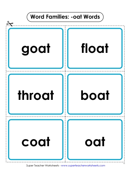 Word Slider, Flashcards, and Word Wheel - Flashcards (-oat) Word Slider, Flashcards, and Word Wheel - Flashcards (-oat)