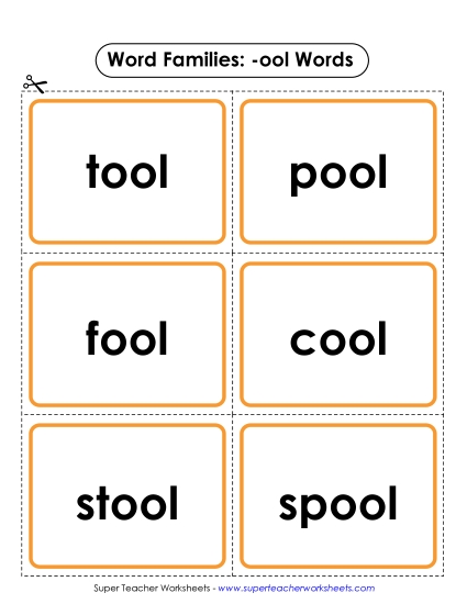 Word Slider, Flashcards, and Word Wheel - Flashcards (-ool) Word Slider, Flashcards, and Word Wheel - Flashcards (-ool)