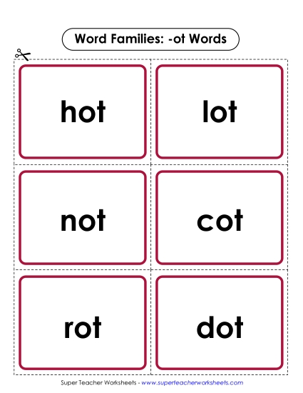 Word Slider, Flashcards, and Word Wheel - Flashcards (-ot)