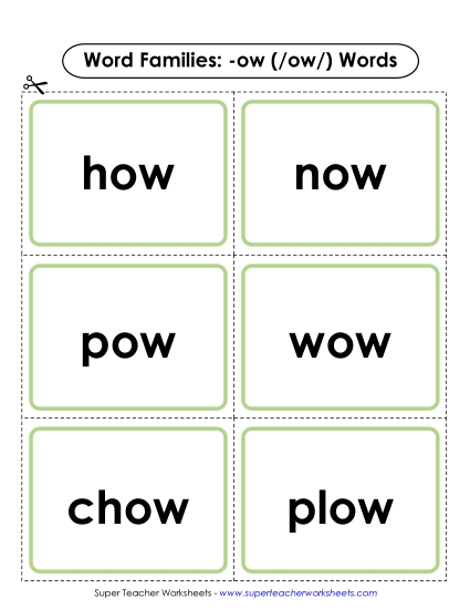 Word Slider, Flashcards, and Word Wheel /ow/ Sound (as in Cow) - Flashcards (-ow) Word Slider, Flashcards, and Word Wheel /ow/ Sound (as in Cow) - Flashcards (-ow)