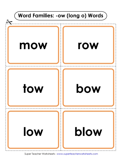 Word Slider, Flashcards, and Word Wheel Long-O Sound (as in Glow) - Flashcards (-ow)