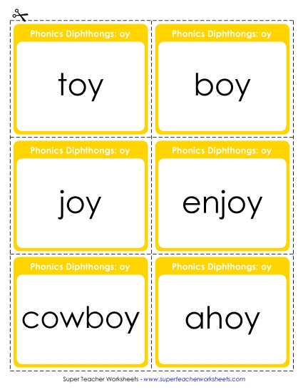 Word Sliders, Flashcards, and Wheels - Flashcards: OY Words