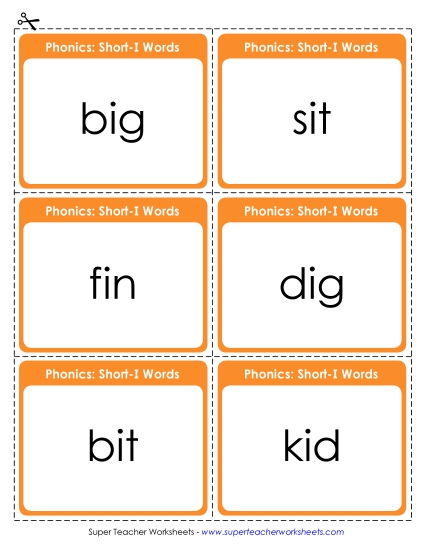 Flashcards and Word Wheels - Flashcards (Short I)