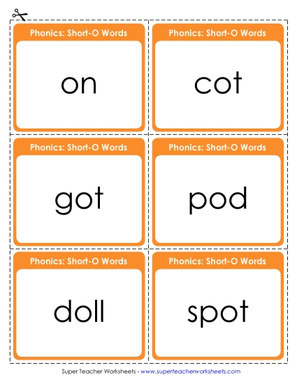 Flashcards and Word Wheels - Flashcards (Short O)
