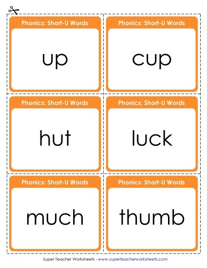 Flash Cards and Word Wheels - Flashcards (Short U)