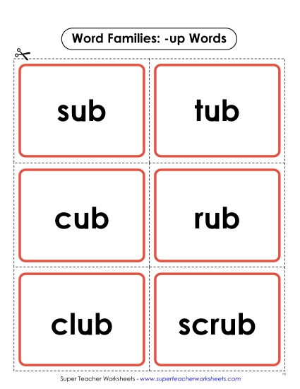 Word Slider, Flashcards, and Word Wheel - Flashcards (-ub)
