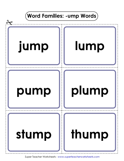 Word Slider, Flashcards, and Word Wheel - Flashcards (-ump)