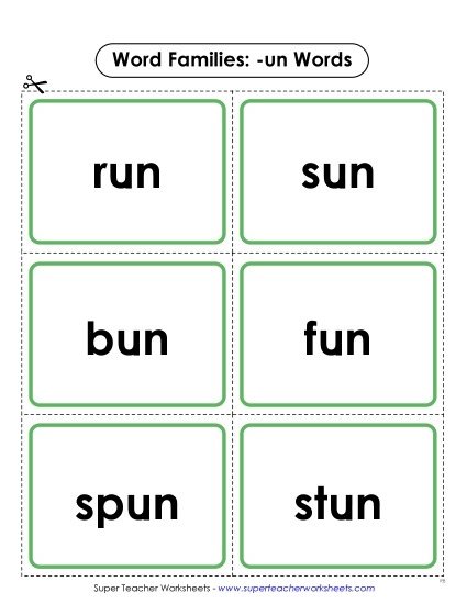 Word Slider, Flashcards, and Word Wheel - Flashcards (-un)