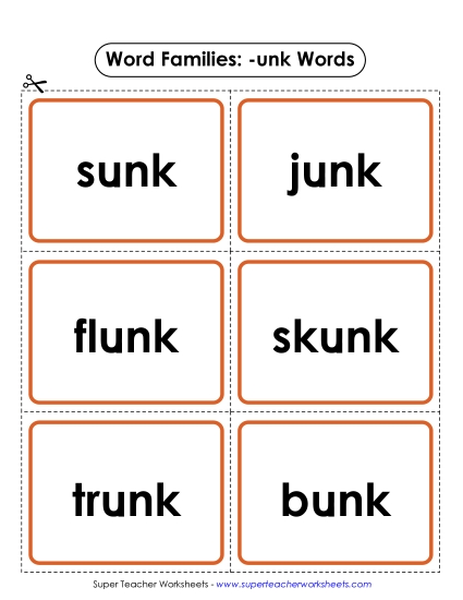Word Slider, Flashcards, and Word Wheel - Flashcards (-unk)