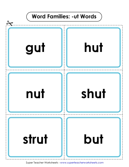 Word Slider, Flashcards, and Word Wheel - Flashcards (-ut)