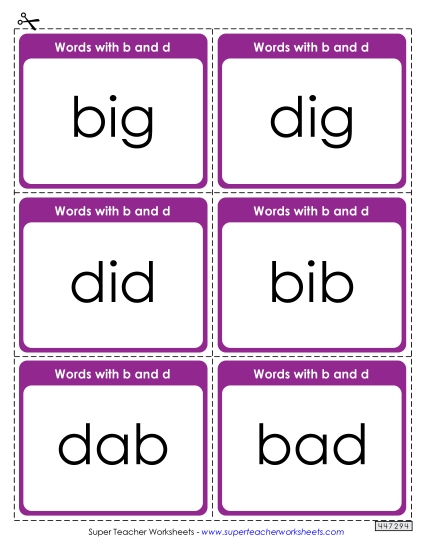 Letters b and d - Flashcards: Words with b and d Letters b and d - Flashcards: Words with b and d
