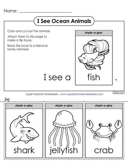 Worksheets & Activities - Flip book:  Sea Life