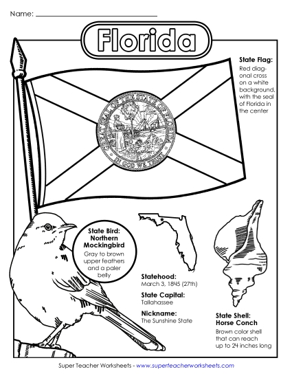 Symbols - Florida State Symbols Coloring Page Symbols - Florida State Symbols Coloring Page