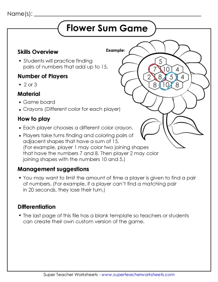 Sum Game - Flower Sum Game