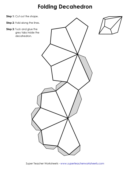 Cut and Fold Nets - Foldable Decahedron 