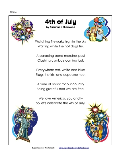 Holiday Poems - Fourth of July (Independence Day)