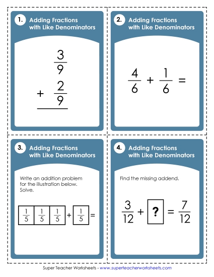 Fraction Addition (Like Denominators) Fraction Addition (Like Denominators)