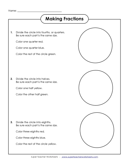 Basic Fraction Worksheets - Fraction of Circles Basic Fraction Worksheets - Fraction of Circles