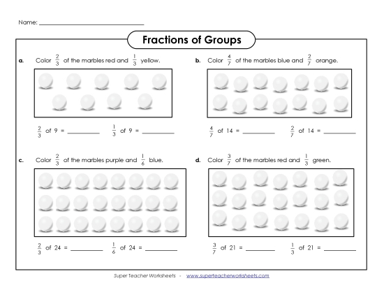 Fractions of Sets All Fractions (Advanced Level) - Fraction of Groups: Marbles (Advanced) Fractions of Sets All Fractions (Advanced Level) - Fraction of Groups: Marbles (Advanced)