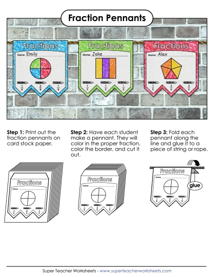 Fraction Cut & Glue - Fraction Pennant Activity Fraction Cut & Glue - Fraction Pennant Activity