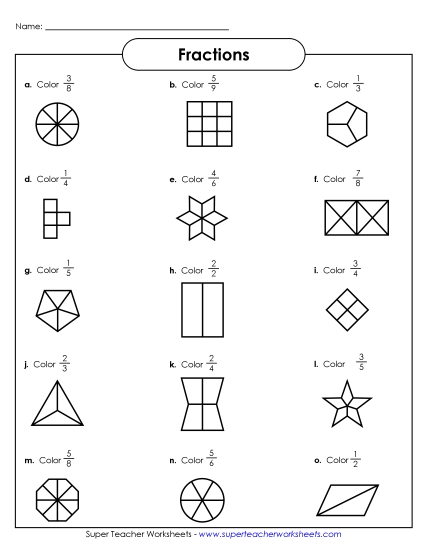 Fractions of Shapes Worksheets - Fraction Shapes 3 Fractions of Shapes Worksheets - Fraction Shapes 3