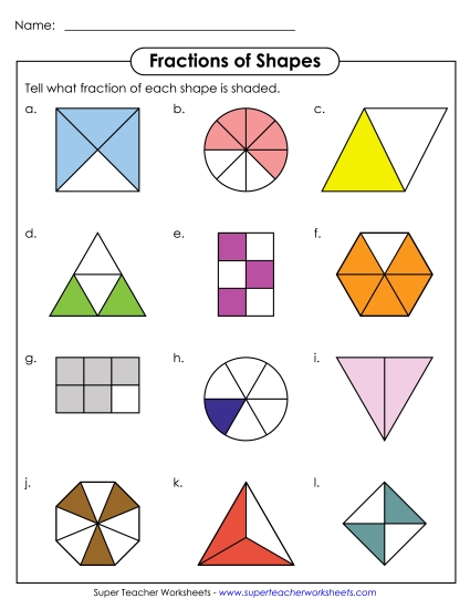 Fractions of Shapes Worksheets - Fraction Shapes 6 Fractions of Shapes Worksheets - Fraction Shapes 6