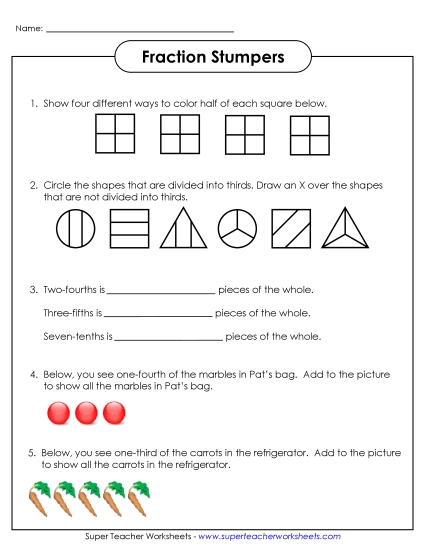 Basic Fraction Worksheets - Fraction Stumpers Basic Fraction Worksheets - Fraction Stumpers