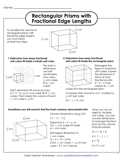 Volume of Rectangular Prisms (Advanced: Decimals and Fractions) - Fractional Edge Length Volume (Unit Cubes)  Anchor Chart