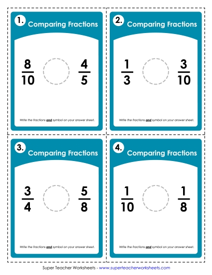 Fractions: Comparing (No Illustrations) Fractions: Comparing (No Illustrations)