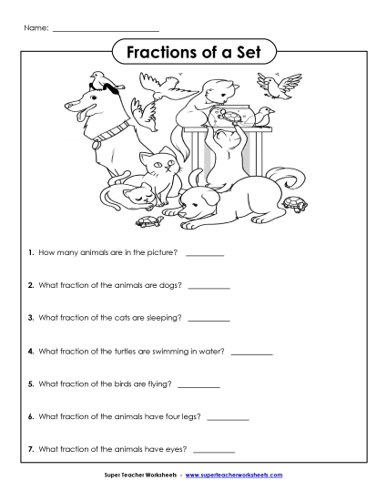 Fraction of a Group Worksheets - Fractions of a Set (Pets) Fraction of a Group Worksheets - Fractions of a Set (Pets)