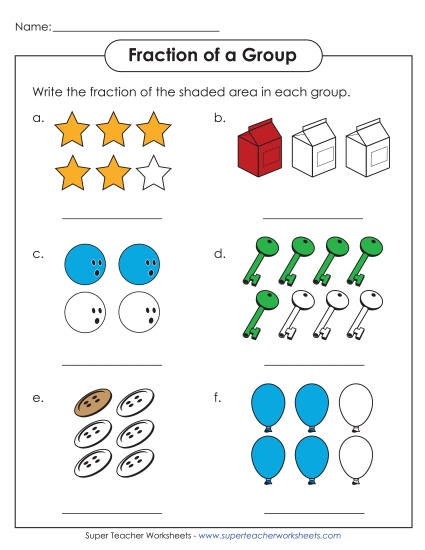 Fraction of a Group Worksheets - Fractions of a Set (Very Basic) Fraction of a Group Worksheets - Fractions of a Set (Very Basic)