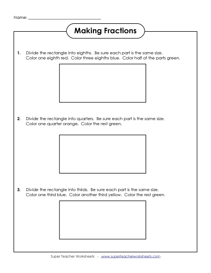 Basic Fraction Worksheets - Fractions of Rectangles Basic Fraction Worksheets - Fractions of Rectangles