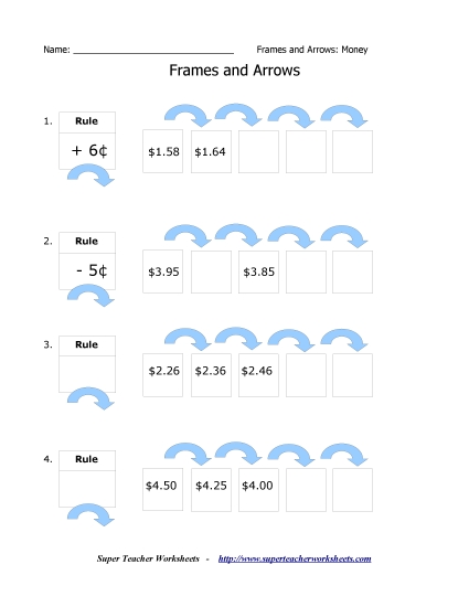 Frames and Arrows Worksheet (Money) Frames and Arrows Worksheet (Money)