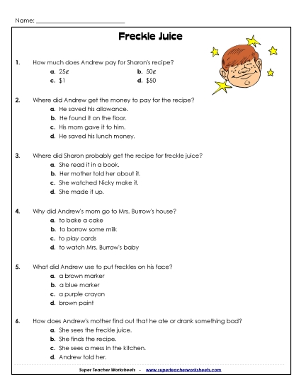 Freckle Juice Questions (Whole Book) Freckle Juice Questions (Whole Book)