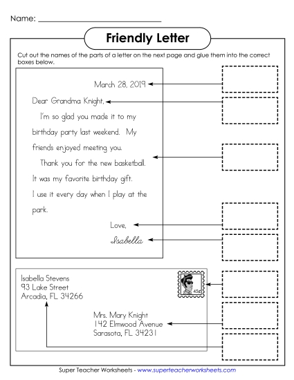 Letter-Writing Worksheets - Friendly Letter: Cut & Glue Letter-Writing Worksheets - Friendly Letter: Cut & Glue