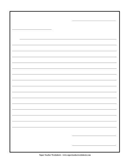 Printable Standard Writing Paper - Friendly Letter Paper (No Prompts)