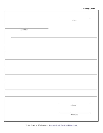 Letter Templates - Friendly Letter Template #1 (Includes Prompts)